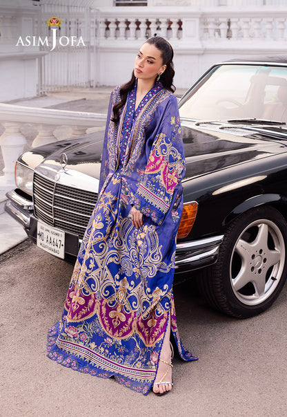 AJRS-06 DIGITALLY PRINTED EMBROIDERED BLENDED SILK 1 PC
