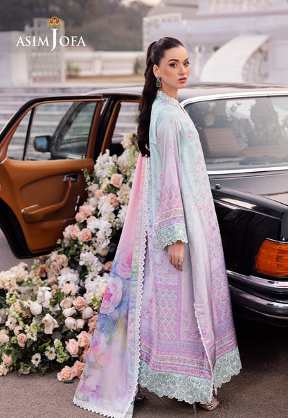AJRS-07 DIGITALLY PRINTED EMBROIDERED BLENDED SILK 3 PCS
