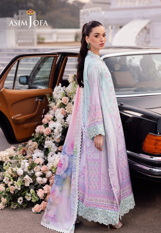 AJRS-07 DIGITALLY PRINTED EMBROIDERED BLENDED SILK 3 PCS