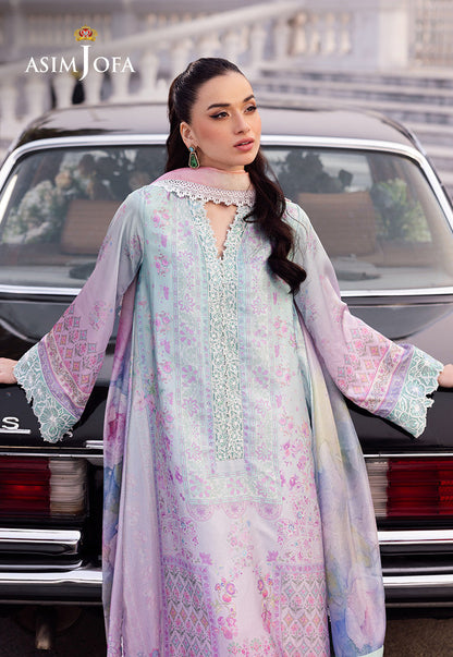 AJRS-07 DIGITALLY PRINTED EMBROIDERED BLENDED SILK 3 PCS