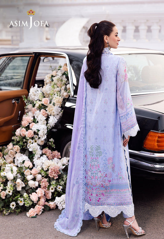 AJRS-08 DIGITALLY PRINTED EMBROIDERED RAW SILK 3 PCS