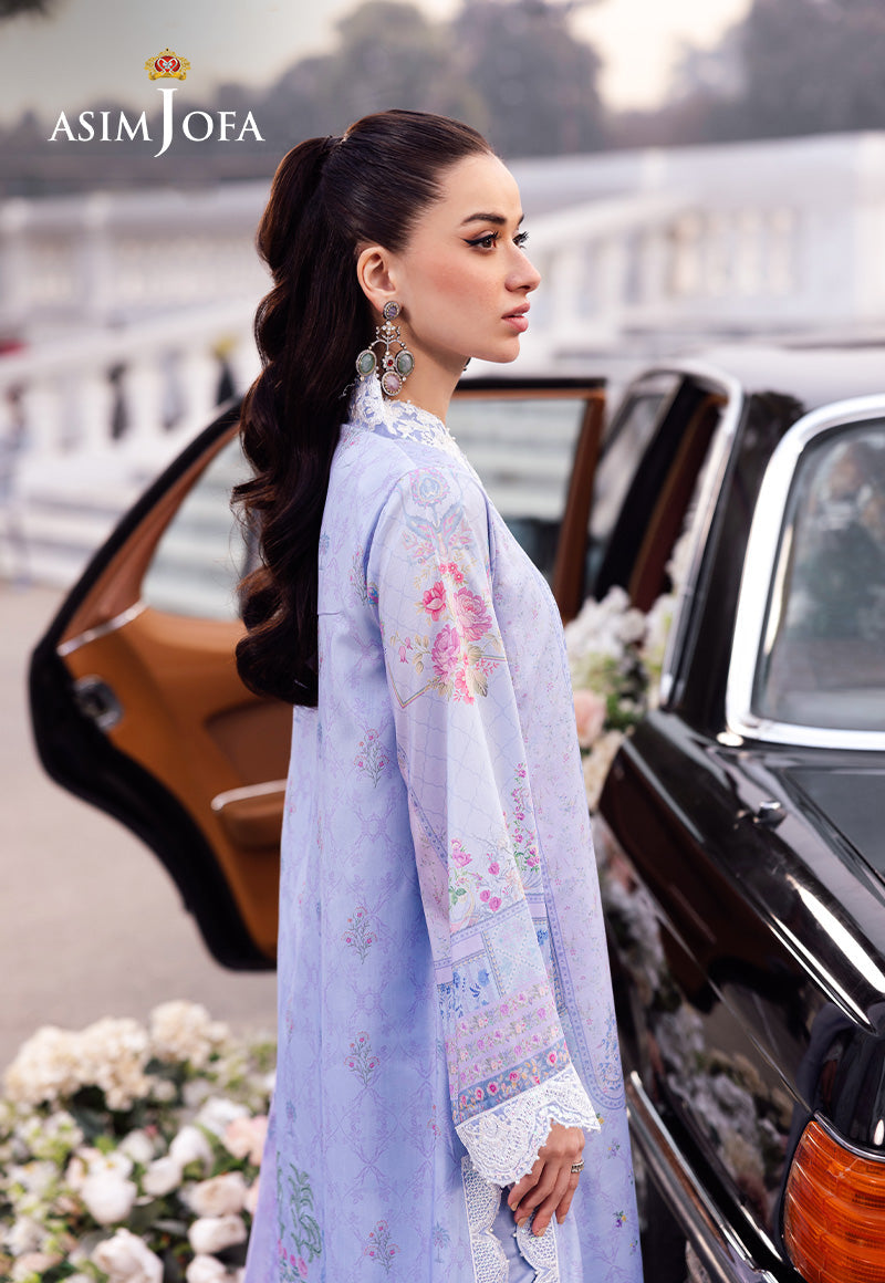 AJRS-08 DIGITALLY PRINTED EMBROIDERED RAW SILK 3 PCS