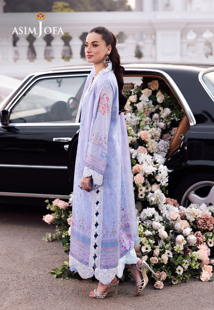 AJRS-08 DIGITALLY PRINTED EMBROIDERED RAW SILK 3 PCS