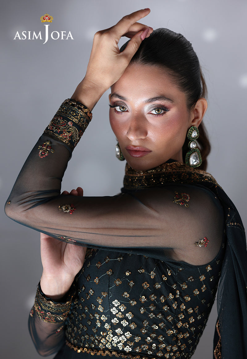 AJUEV-16 EMBROIDERED NET UNSTITCHED 3 PCS