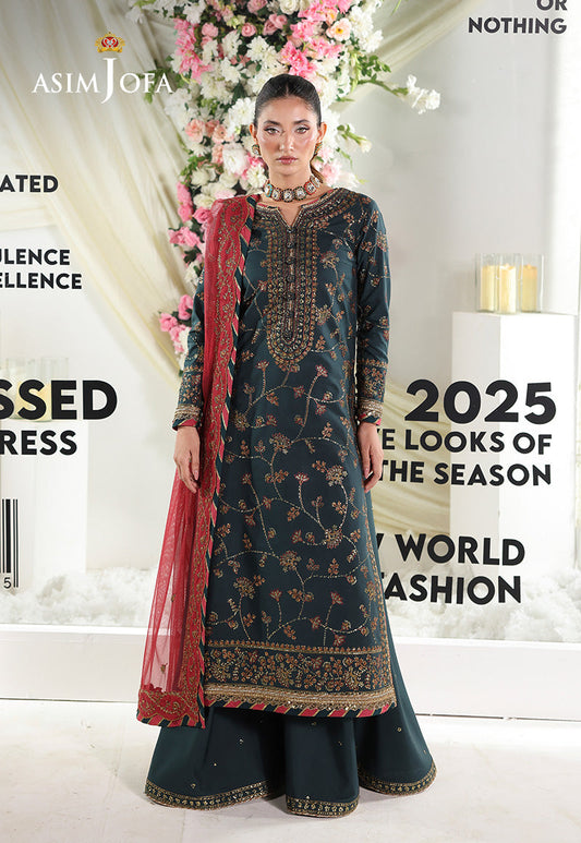 AJUEV-12 EMBROIDERED SILK UNSTITCHED 3 PCS