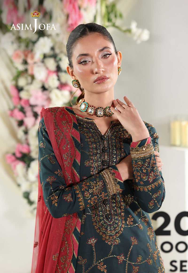 AJUEV-12 EMBROIDERED SILK UNSTITCHED 3 PCS