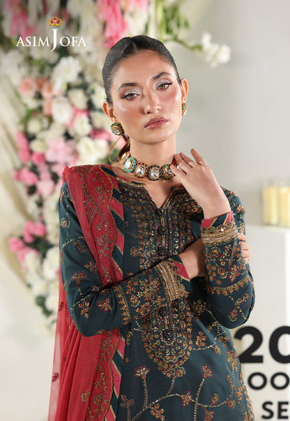 AJUEV-12 EMBROIDERED SILK UNSTITCHED 3 PCS