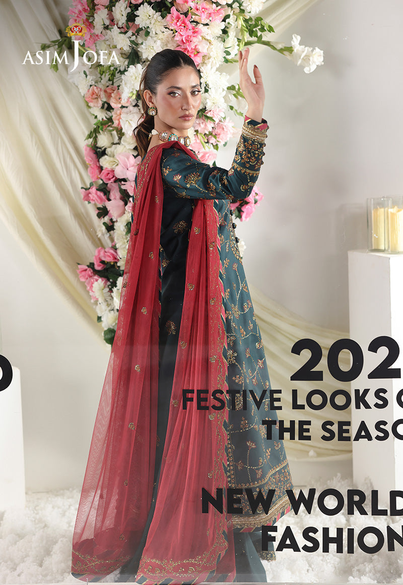 AJUEV-12 EMBROIDERED SILK UNSTITCHED 3 PCS