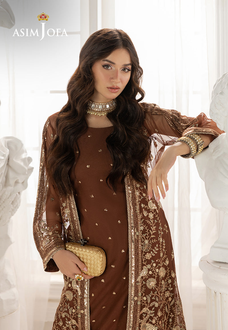AJIZL-08 EMBROIDERED NET UNSTITCHED 2 PCS