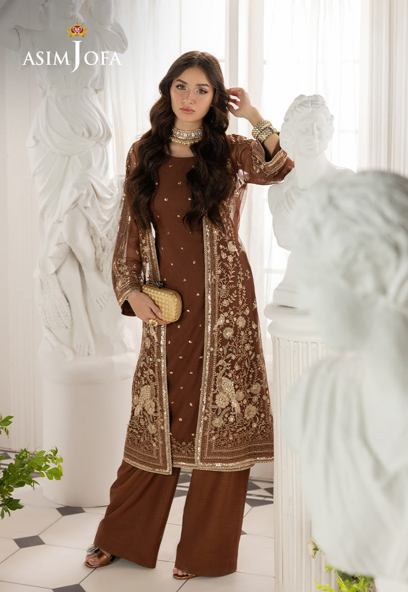AJIZL-08 EMBROIDERED NET UNSTITCHED 2 PCS