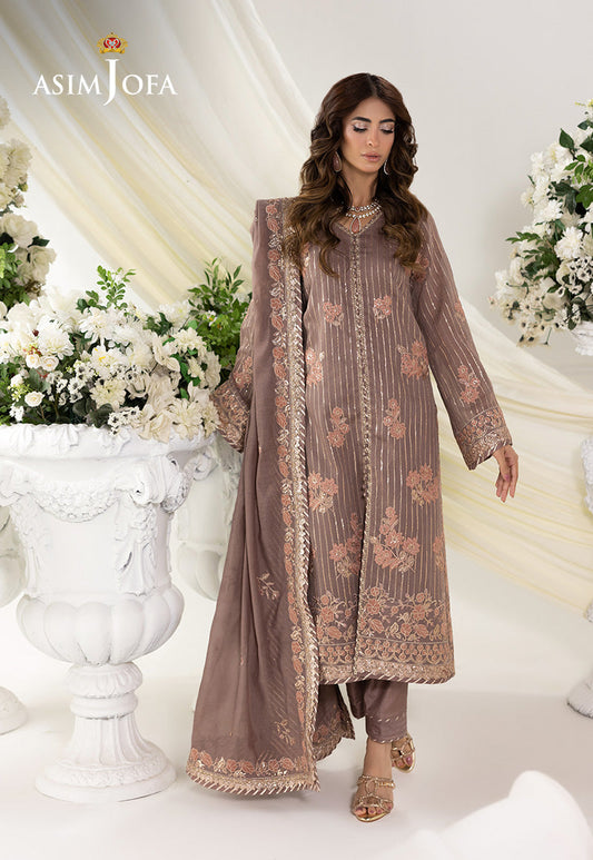 AJIZL-20 EMBROIDERED PAPER COTTON UNSTITCHED 3 PCS
