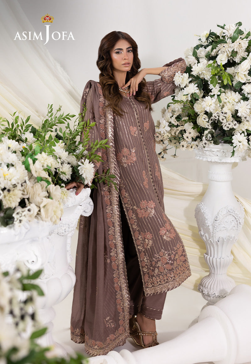 AJIZL-20 EMBROIDERED PAPER COTTON UNSTITCHED 3 PCS
