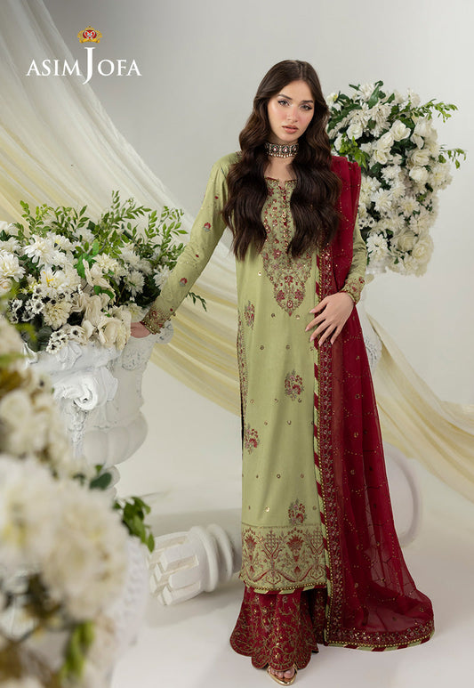 AJIZL-04 EMBROIDERED RAW SILK UNSTITCHED 3 PCS