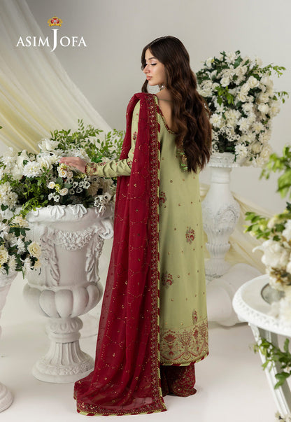 AJIZL-04 EMBROIDERED RAW SILK UNSTITCHED 3 PCS