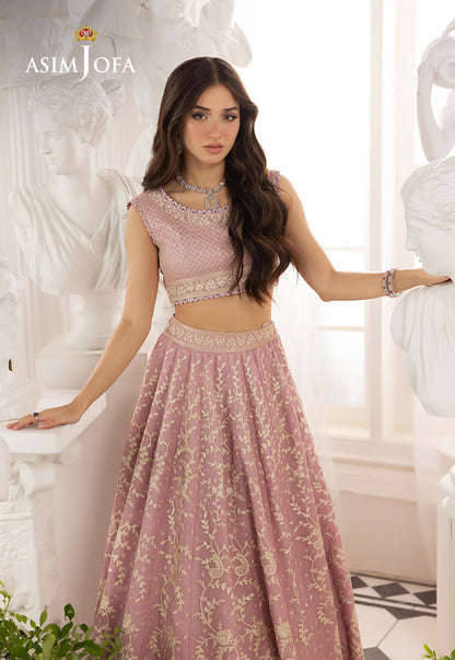 AJIZL-12 EMBROIDERED JAVERIA NET UNSTITCHED 3 PCS