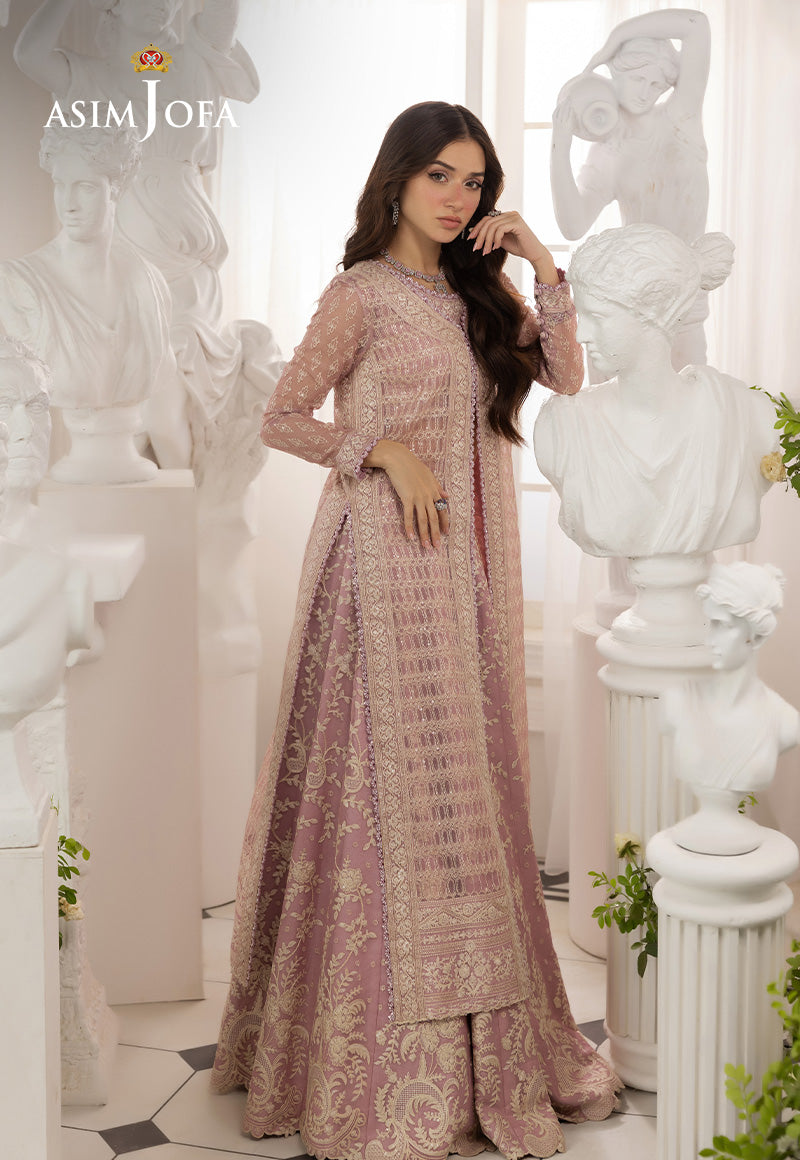 AJIZL-12 EMBROIDERED JAVERIA NET UNSTITCHED 3 PCS