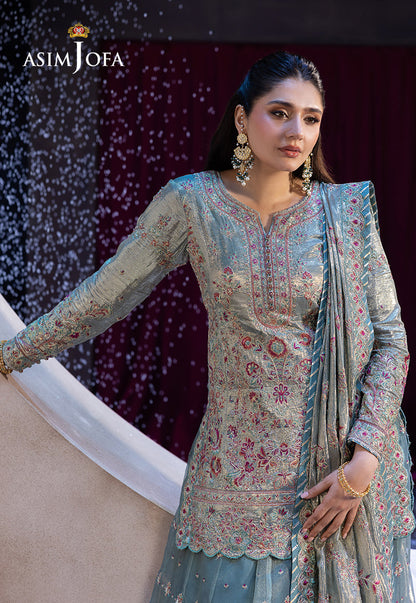 AJFO-14 EMBROIDERED CHIFFON UNSTITCHED 3 PCS