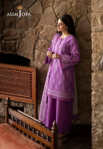 AJUW-34 PRINTED KHADDAR 3 Pcs