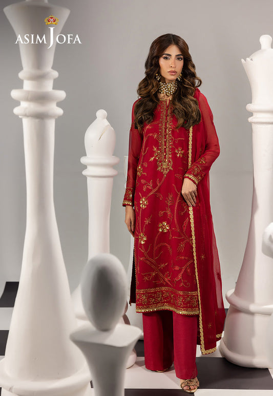 AJIZL-19 EMBROIDERED CHIFFON UNSTITCHED 3 PCS