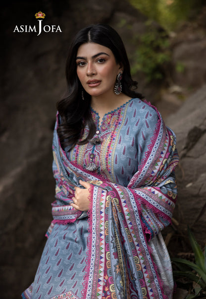 AJUW-45 PRINTED KHADDAR 3 Pcs