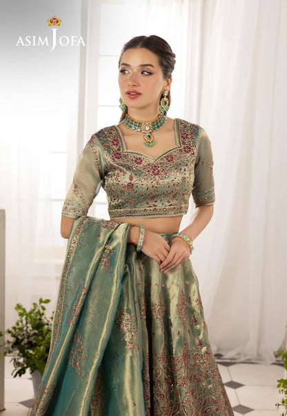 AJIZL-10 EMBROIDERED ZARI TISSUE UNSTITCHED 3 PCS