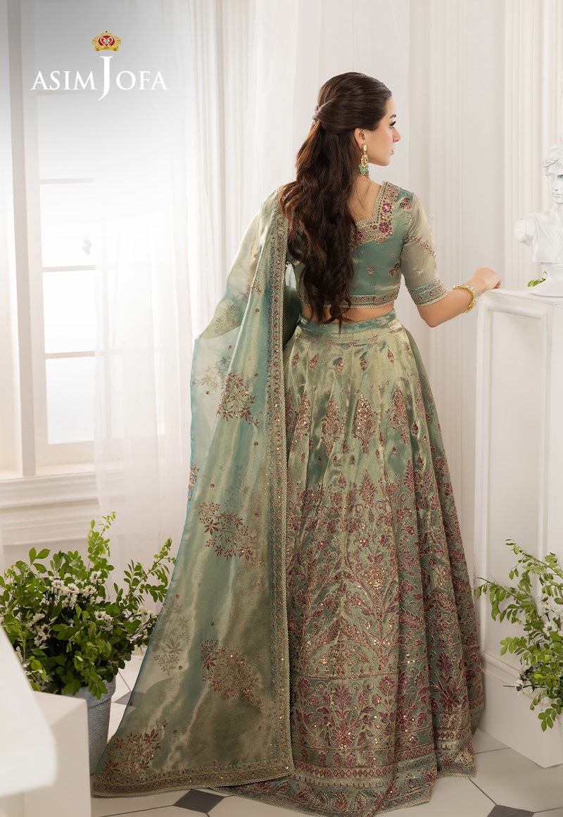 AJIZL-10 EMBROIDERED ZARI TISSUE UNSTITCHED 3 PCS
