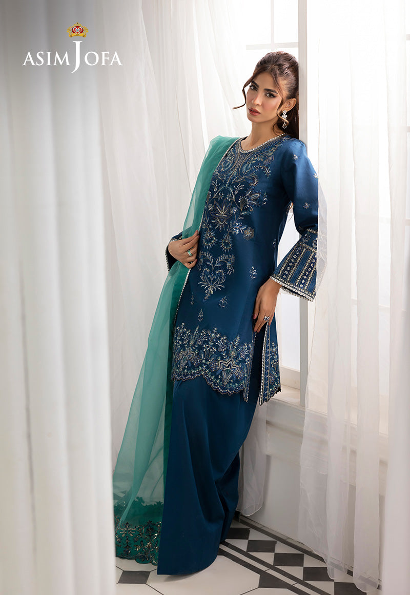 AJIZL-18 EMBROIDERED SILK UNSTITCHED 3 PCS