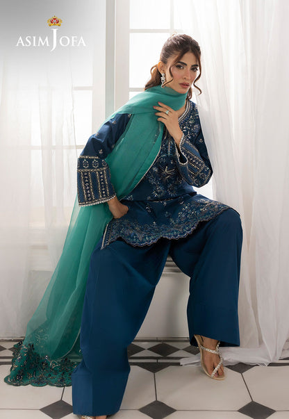 AJIZL-18 EMBROIDERED SILK UNSTITCHED 3 PCS