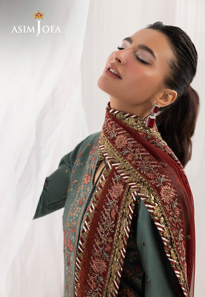 AJIZL-07 EMBROIDERED COTTON SILK UNSTITCHED 3 PCS