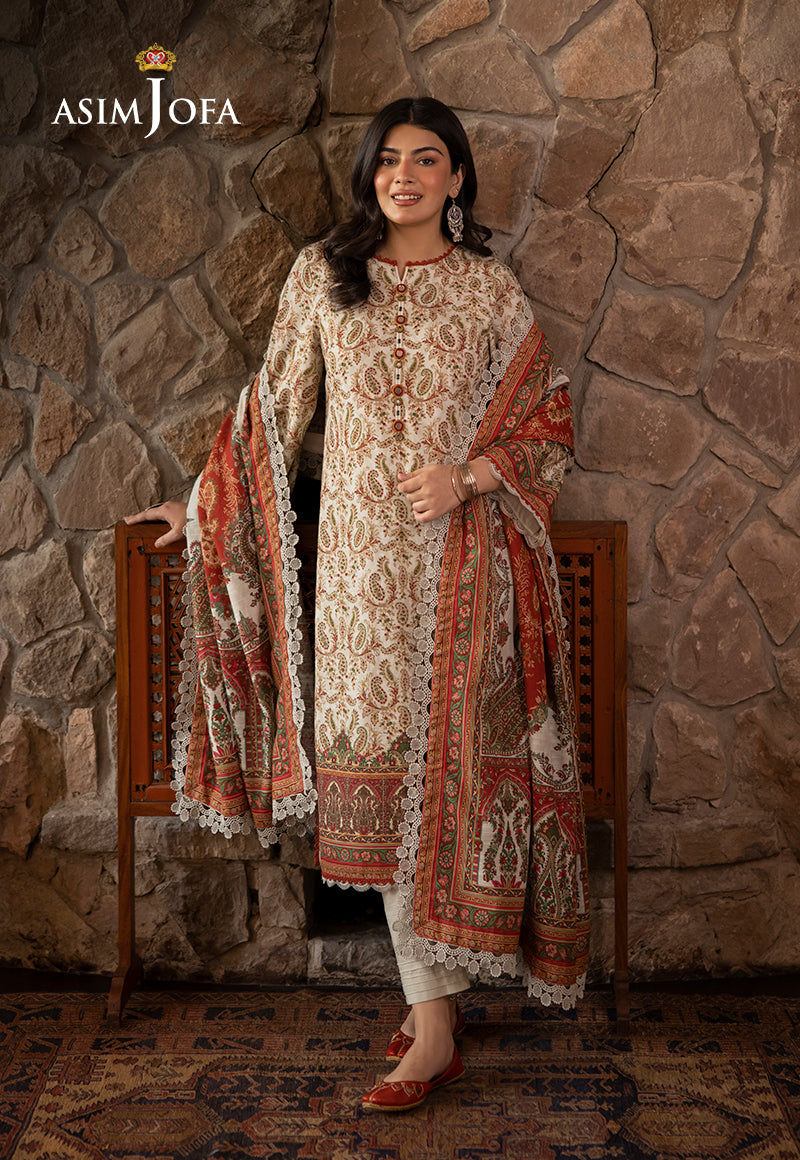 AJUW-44 PRINTED KHADDAR 3 Pcs