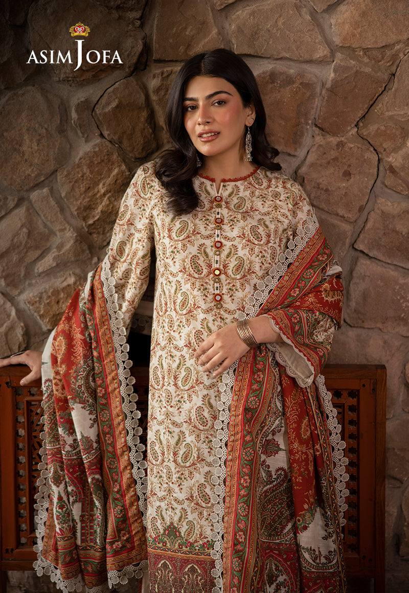 AJUW-44 PRINTED KHADDAR 3 Pcs