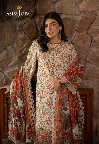 AJUW-44 PRINTED KHADDAR 3 Pcs