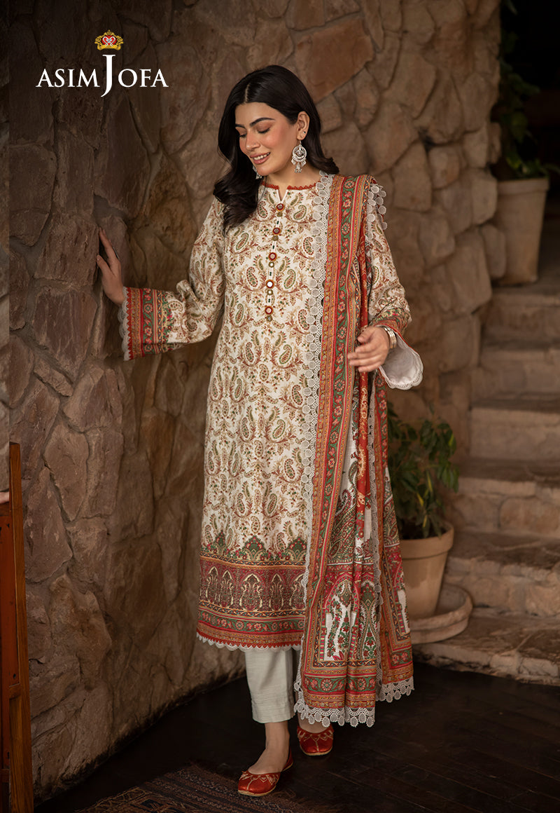 AJUW-44 PRINTED KHADDAR 3 Pcs