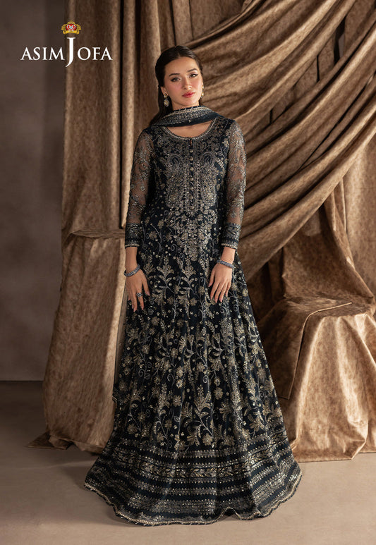 AJIZL-09 EMBROIDERED NET UNSTITCHED 3 PCS