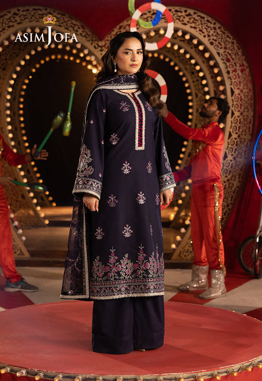 AJFO-04 EMBROIDERED SILK UNSTITCHED 3 PCS