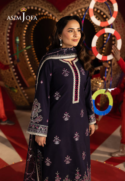 AJFO-04 EMBROIDERED SILK UNSTITCHED 3 PCS