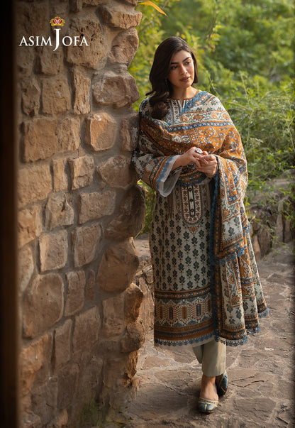 AJUW-42 PRINTED KHADDAR 3 Pcs
