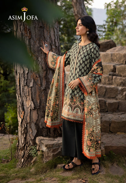 AJUW-43 PRINTED KHADDAR 3 Pcs