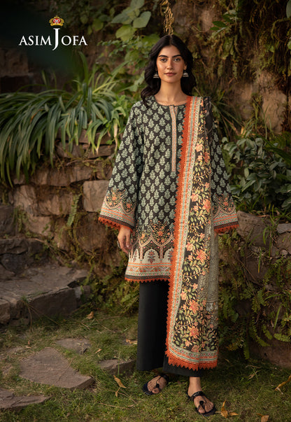 AJUW-43 PRINTED KHADDAR 3 Pcs