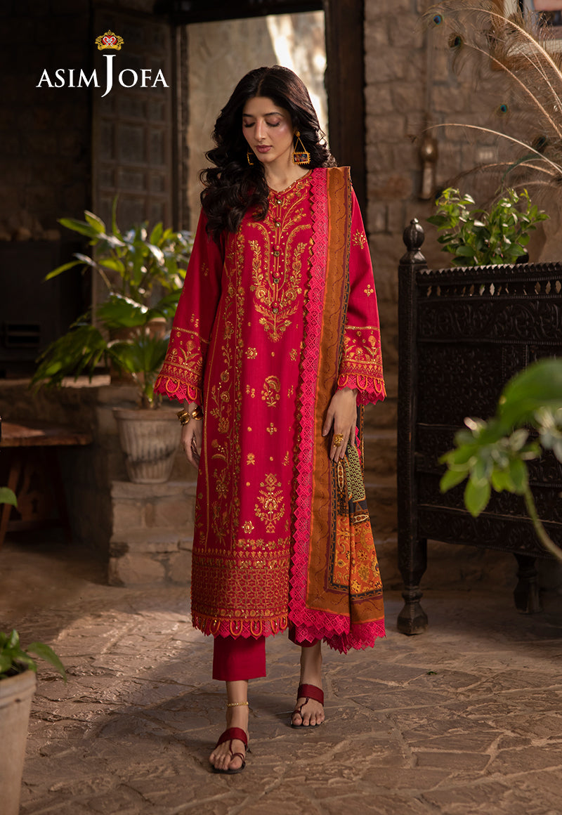 AJUW-12 EMBROIDERED KHADDAR 3 Pcs
