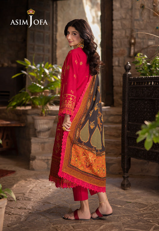 AJUW-12 EMBROIDERED KHADDAR 3 Pcs