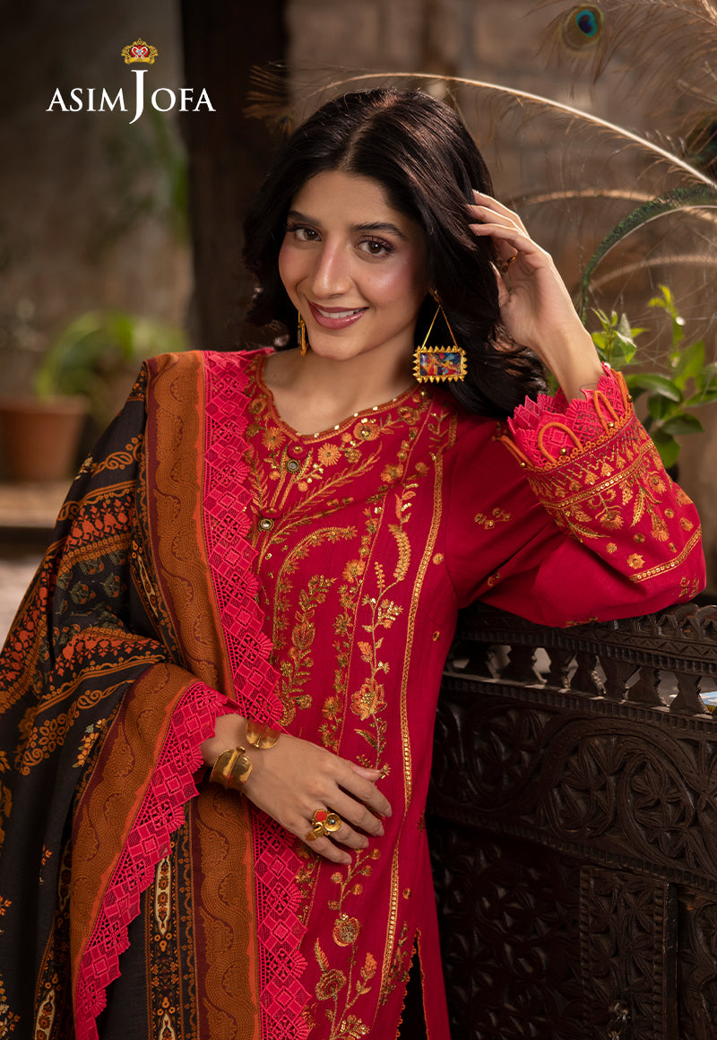 AJUW-12 EMBROIDERED KHADDAR 3 Pcs