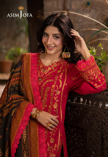 AJUW-12 EMBROIDERED KHADDAR 3 Pcs