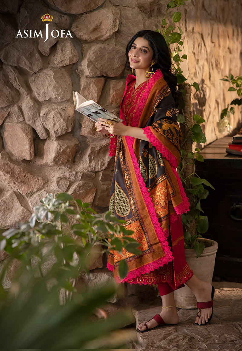 AJUW-12 EMBROIDERED KHADDAR 3 Pcs