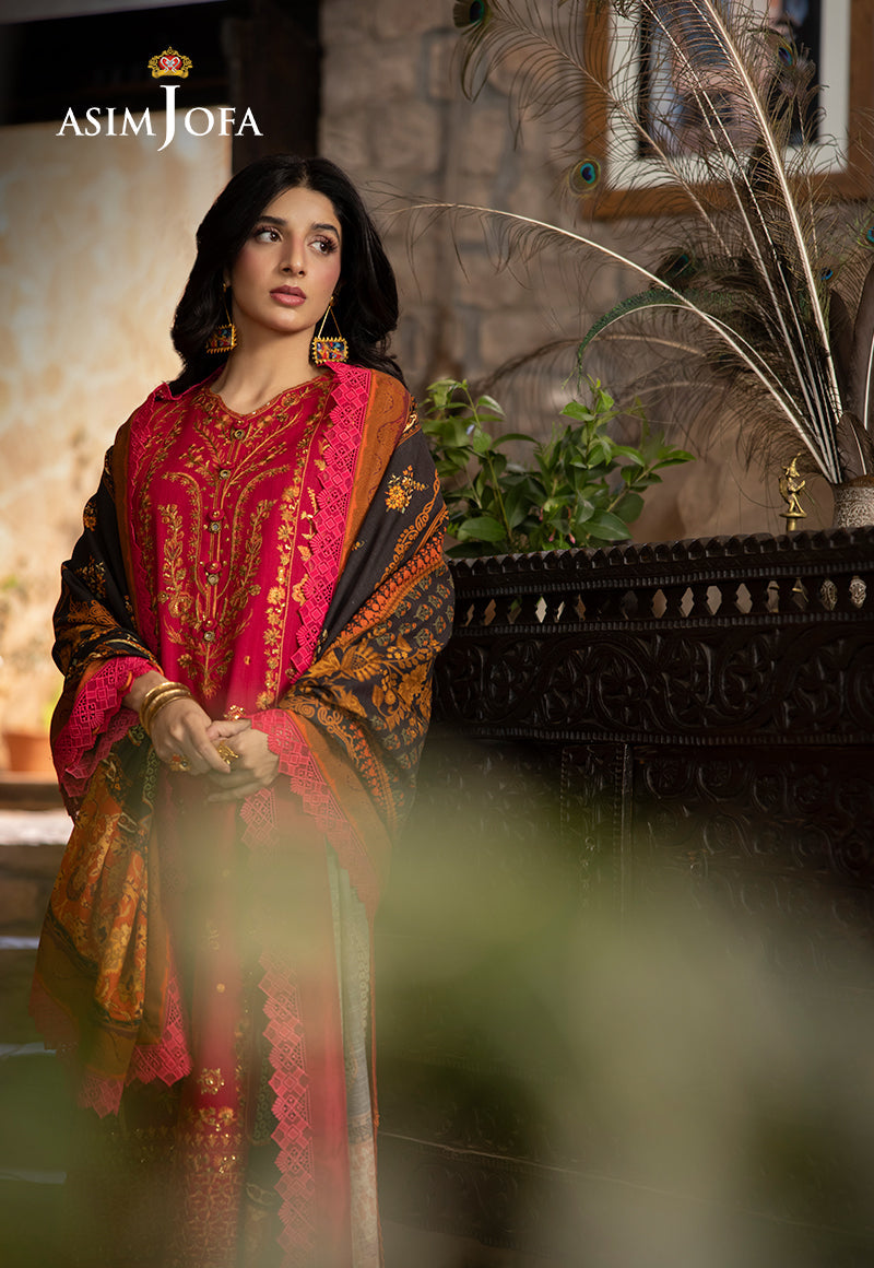 AJUW-12 EMBROIDERED KHADDAR 3 Pcs