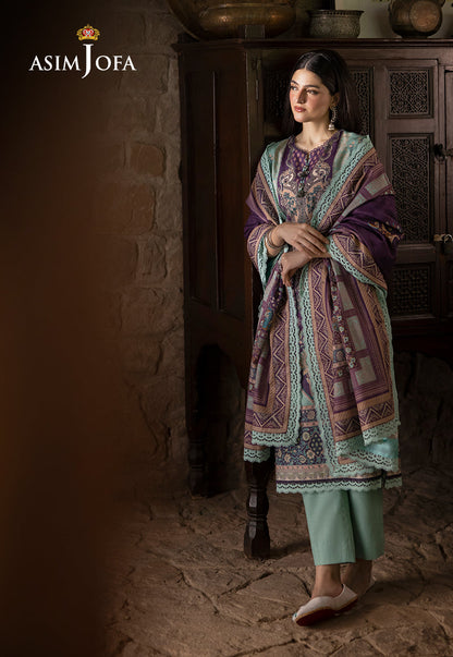 AJUW-57 PRINTED KHADDAR 3 Pcs
