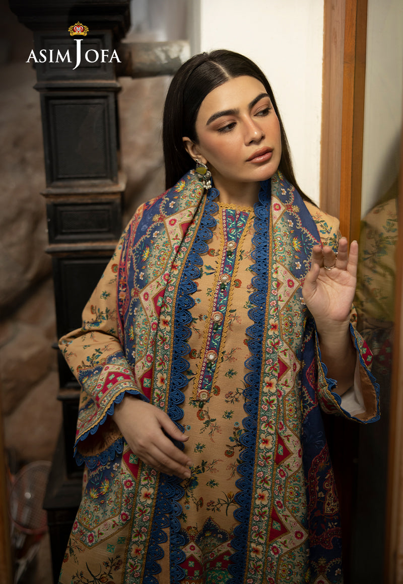AJUW-48 PRINTED KHADDAR 3 Pcs