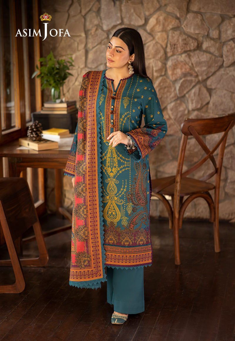 AJUW-52 PRINTED KHADDAR 3 Pcs