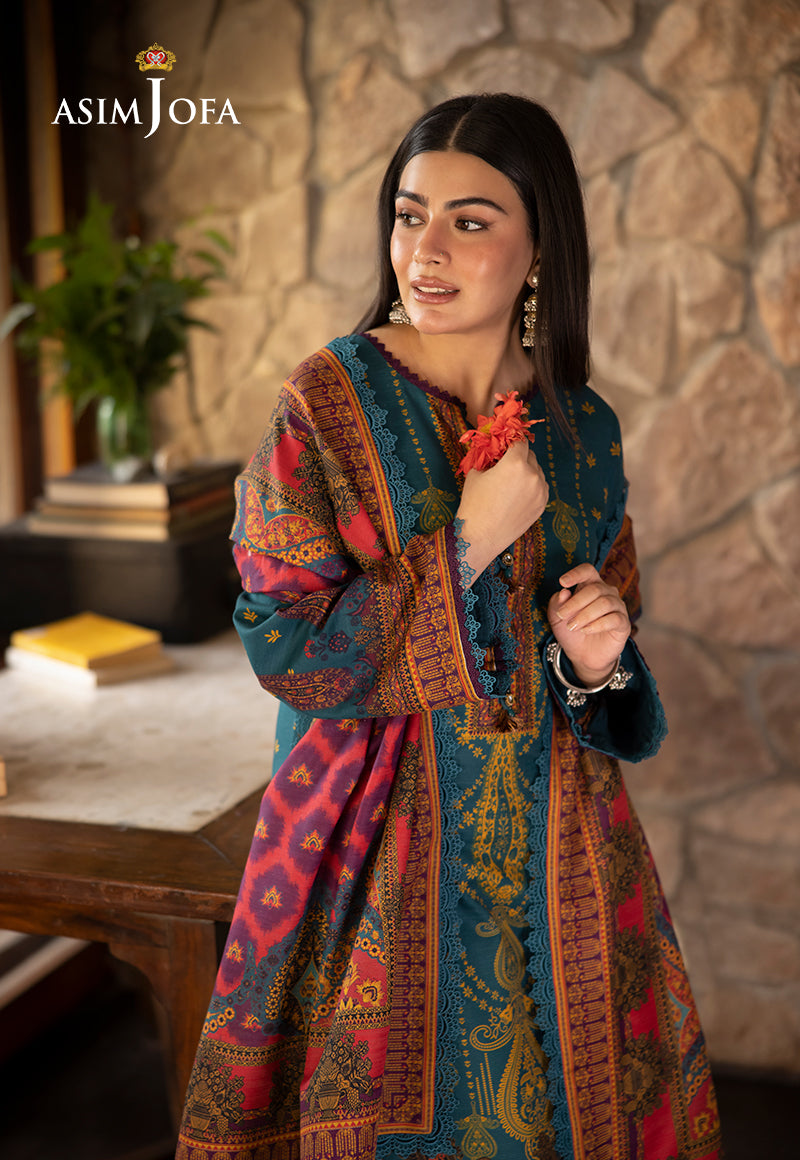 AJUW-52 PRINTED KHADDAR 3 Pcs