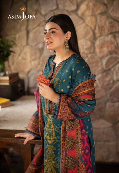 AJUW-52 PRINTED KHADDAR 3 Pcs
